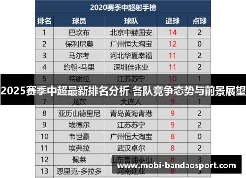 2025赛季中超最新排名分析 各队竞争态势与前景展望