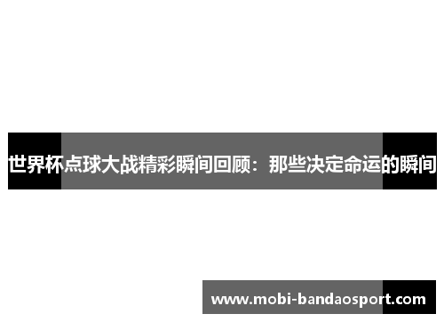 世界杯点球大战精彩瞬间回顾：那些决定命运的瞬间