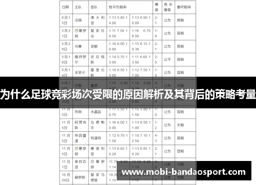 为什么足球竞彩场次受限的原因解析及其背后的策略考量