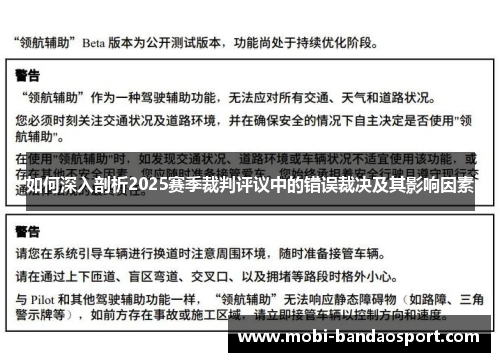 如何深入剖析2025赛季裁判评议中的错误裁决及其影响因素